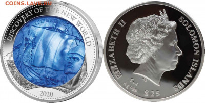 Монеты с Корабликами - Соломоновы о-ва 25$ 2020