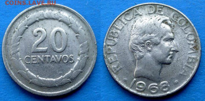 Колумбия - 20 сентаво 1968 года до 8.12 - Колумбия 20 сентаво, 1968