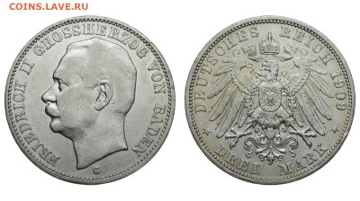 Баден. 3 марки 1909 г. Фридрих II. До 04.12.19. - DSH_5419.JPG