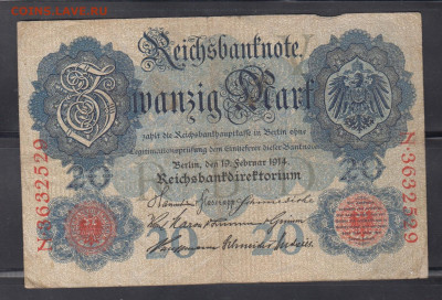 Германия 1914 20 марок до 08 12 - 12а