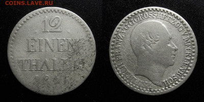 12 талера (1848) до 09.12 (22.00) - Германия (Мекленбург-Шверин) – 1-12 талера (1848) «Фридрих Франц» (Ag)