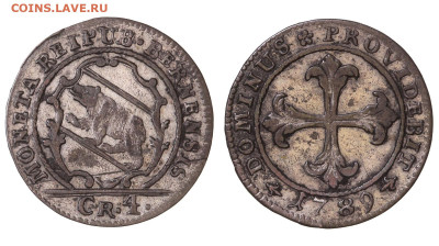 Швейцария 4 крейцера кантон Берн 1798г. - 1789а