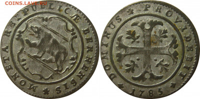 Швейцария 4 крейцера кантон Берн 1798г. - batzen 1785 ber.