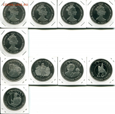 Фолкленды набор 50п 5 шт 2002 QEII до 09.12.19 22-00 мск - Falkland 50p 2002 GJ