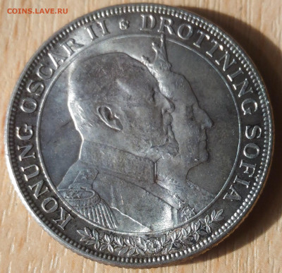 Швеция 2 кроны свадебные 1907 - Швеция 2 кроны свадебные 1907 аверс