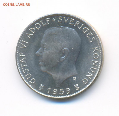 Ag. Швеция 5 крон 1959. 150 лет конст. AU. до 12.12 22:00 - 10