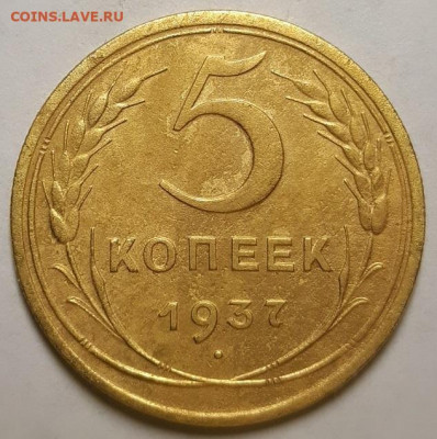 5 копеек 1937 г. С 200-т руб.  До 12.12.19 г в 22.10 - 20191207_144518