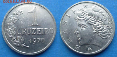 Бразилия - 1 крузейро 1970 года (Крупная) до 15.12 - Бразилия 1 крузейро, 1970