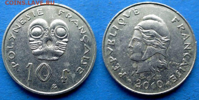 Французская Полинезия - 10 франков 2010 года до 15.12 - Французская Полинезия 10 франков, 2010