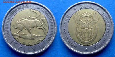 ЮАР - 5 рандов 2004 года (БИМ) до 15.12 - ЮАР 5 рандов, 2004
