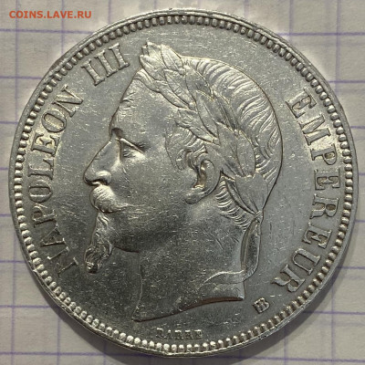 5 франков, 1868 год. - 51E1D56A-08A1-4809-A793-004695FAAFA3