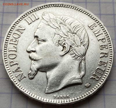 5 франков, 1868 год. - 64AD3A0C-54FB-4DE7-ADBD-39B1EE61A7B2