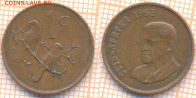 ЮАР 1 цент 1968 г. юб., до 16.12.2019 г. 22.00 по Москве - ЮАР 1 цент 1968  7622