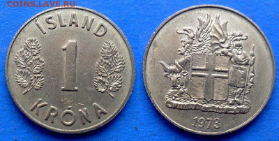 Исландия - 1 крона 1973 года до 16.12 - Исландия 1 крона, 1973