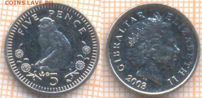 Гибралтар 5 пенсов 2003 г., до  18.12.2019 г. 22.00 по Москв - Гибралтар 5 пенсов 2003  7582