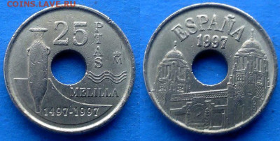 Испания - 25 песет 1997 года (Мелилья) до 18.12 - Испания 25 песет, 1997