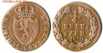 Нассау ¼ крейцера 1819. - Нассау 1.4 крейцера 1819 KM-42