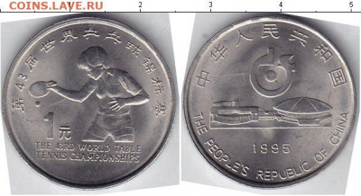 ФИКС = Китай 1 юань 1986- 2015 - 1ю теннис