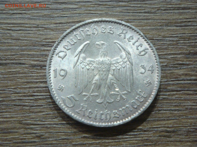 3 РЕЙХ, 5 RM 1934 F, КИРХА, Штемпельный блеск до 14.12 - к2