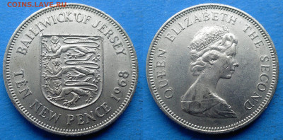 Джерси - 10 новых пенсов 1968 года до 19.12 - Джерси 10 новых пенсов, 1968