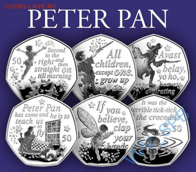 50 пенсов 2019 год. ПИТЕР ПЭН - КРОКОДИЛ ТИК ТАК до 19.12 - 139694422