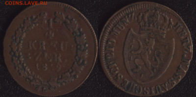 Нассау ¼ крейцера 1819. - Нассау 1-4 крейцера 1819 -800