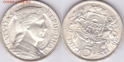 Латвия 5 лат 1931 окончание 20.12 22-10 мск - 5лат31