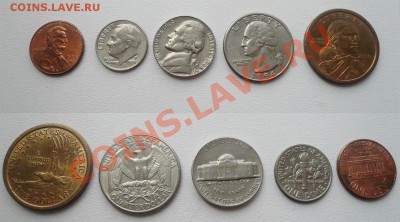 монеты США (1,5,10,25 центов,1 доллар) - USA
