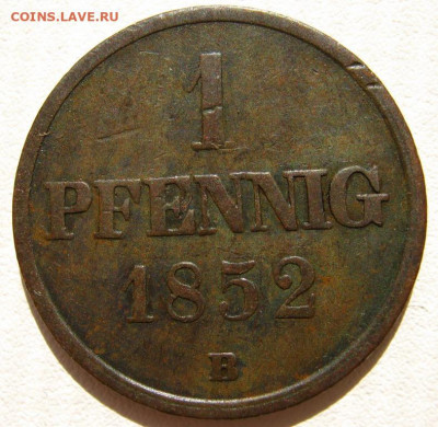 Германия Брауншвейг-Вольфенбюттель 1 пфенниг 1852 B до 20.12 - IMG_4025_1.JPG