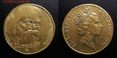 Австралия – 1 доллар (1996) до 17.12 (22.00) - Австралия – 1 доллар (1996) «Генри Паркс – создатель Федерации колоний Австралии»