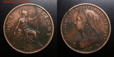 Великобритания – 1 пенни (1901) до 17.12 (22.00) - Великобритания – 1 пенни (1901) «Виктория в трауре»