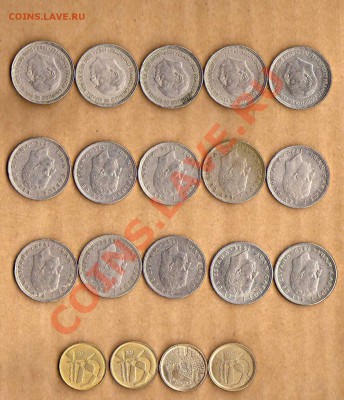 Испания 5 песетас 19 монет до 12.08. в 21:00 - Испания 5 песетас 19 монет - 2