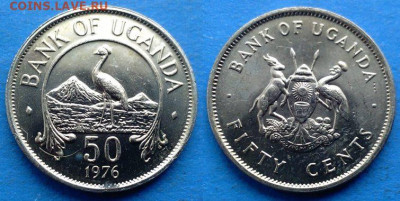 Уганда - 50 центов 1976 года (Фауна) в блеске до 24.12 - Уганда 50 центов, 1976
