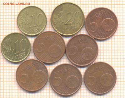 евроценты 9 монет , до 24.12.2019 г. 22.00 по Москве - 5 центов