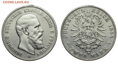 Пруссия. 2 марки 1888 г. Фридрих. До 25.12.19. - Р137.JPG