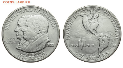 США. 50 центов 1923 г. 100 лет доктрине Монро. До 25.12.19. - Р142.JPG