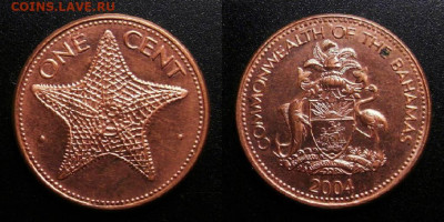 Багамы – 1 цент (2004) до 24.12 (22.00) - Багамы (Багамские острова) – 1 цент (2004) «Морская звезда»