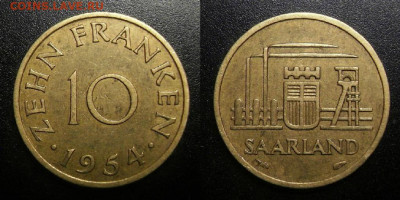 Саар (Саарланд) – 10 франков (1954) до 25.12 (22.00) - Саар (Саарланд) – 10 франков (1954) №1