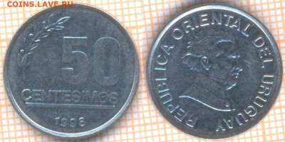 Уругвай 50 сентесимо 1998 г., до 30.12.2019 г. 22.00 по Мос - Уругвай 50 сентесимо 1998 7723