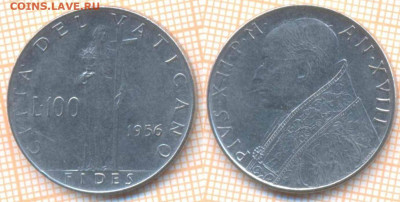 Ватикан 100 лир 1965 г., до 30.12.2019 г. 22.00 по Москве - Ватикан 100 лир 1956 7724