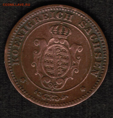 Германия - Саксония - 1 пфенниг 1868 года - 1 пфенниг 1868 Саксония  аверс