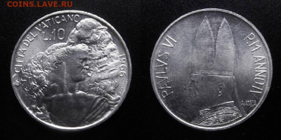 Ватикан – 10 лир (1966) до 28.12 (22.00) - Ватикан – 10 лир (1966) «Добрый пастырь»