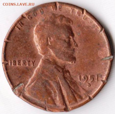 США 1 цент 1951 г. D  до 24.00 03.01.20 г. - 022