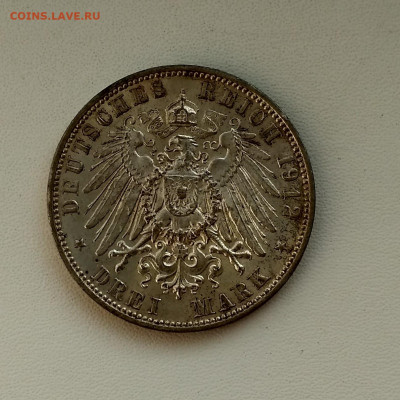 САКСОНИЯ,3 марки 1912г(Фридрих Август I)до 31.12.2019г - IMG_20191214_130152_HDR