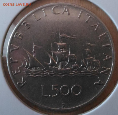 Италия 500 лир Парусник 1960 - Италия 500 лир 1960 парусник реверс