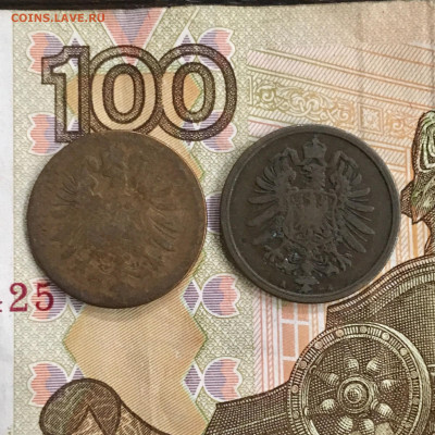 Германия 2 пфеннигов 1875 и 1876 года. До 22:00 07.01.20 - 27F65494-4D2F-4828-ADC0-5883F9890FC9