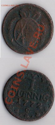 Саксония 1 пфенниг 1772 г до 14.08.11 22-00 мск - 35