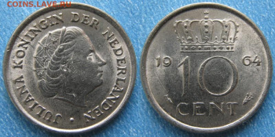 Нидерланды 10 центов 1964 до 08-01-20 в 22:00 - Нидерланды 10 центов 1964    9814