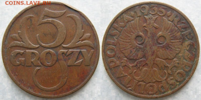 Монеты Польши 1923-1990г. - 14.87. -Польша 5 грошей 1935     7965