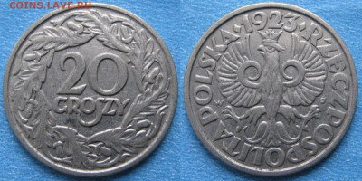 Монеты Польши 1923-1990г. - 14.91. -Польша 20 грошей 1923    177-К24-8223